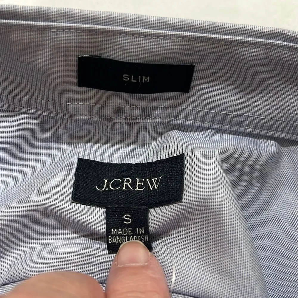 j. crew bg664 Blue Slim Bowery wrinkle-free dress shirt with button-down collar